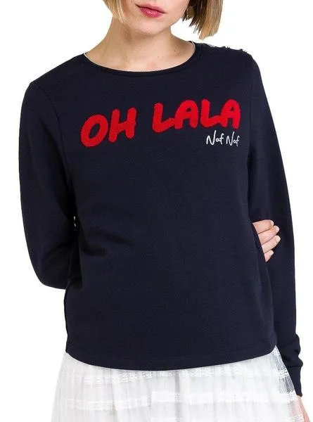 sudadera naf naf oh la la marino mujer
