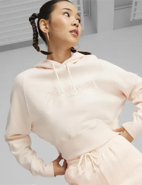 sudadera puma classics+ relaxed rosa de mujer.