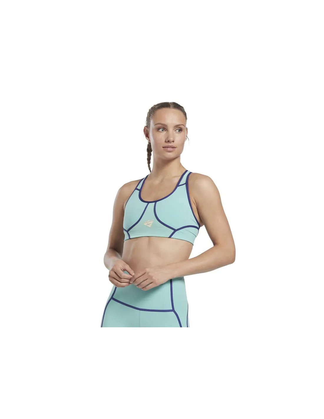 Sujetador Deportivo de Fitness Reebok Les Mills Colorblock Azul Mujer