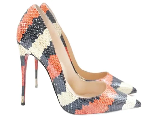 Tacones de serpiente a rayas Christian Louboutin So Kate Naranja 