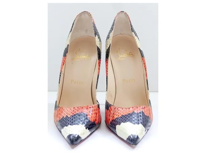 Tacones de serpiente a rayas Christian Louboutin So Kate Naranja 
