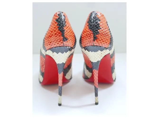 Tacones de serpiente a rayas Christian Louboutin So Kate Naranja 
