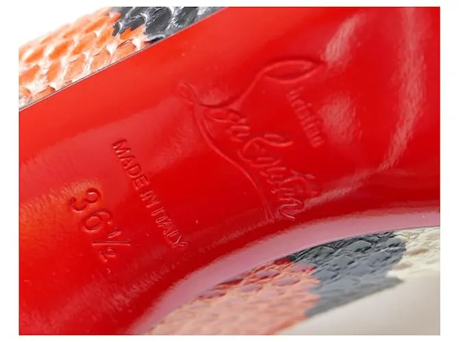 Tacones de serpiente a rayas Christian Louboutin So Kate Naranja 