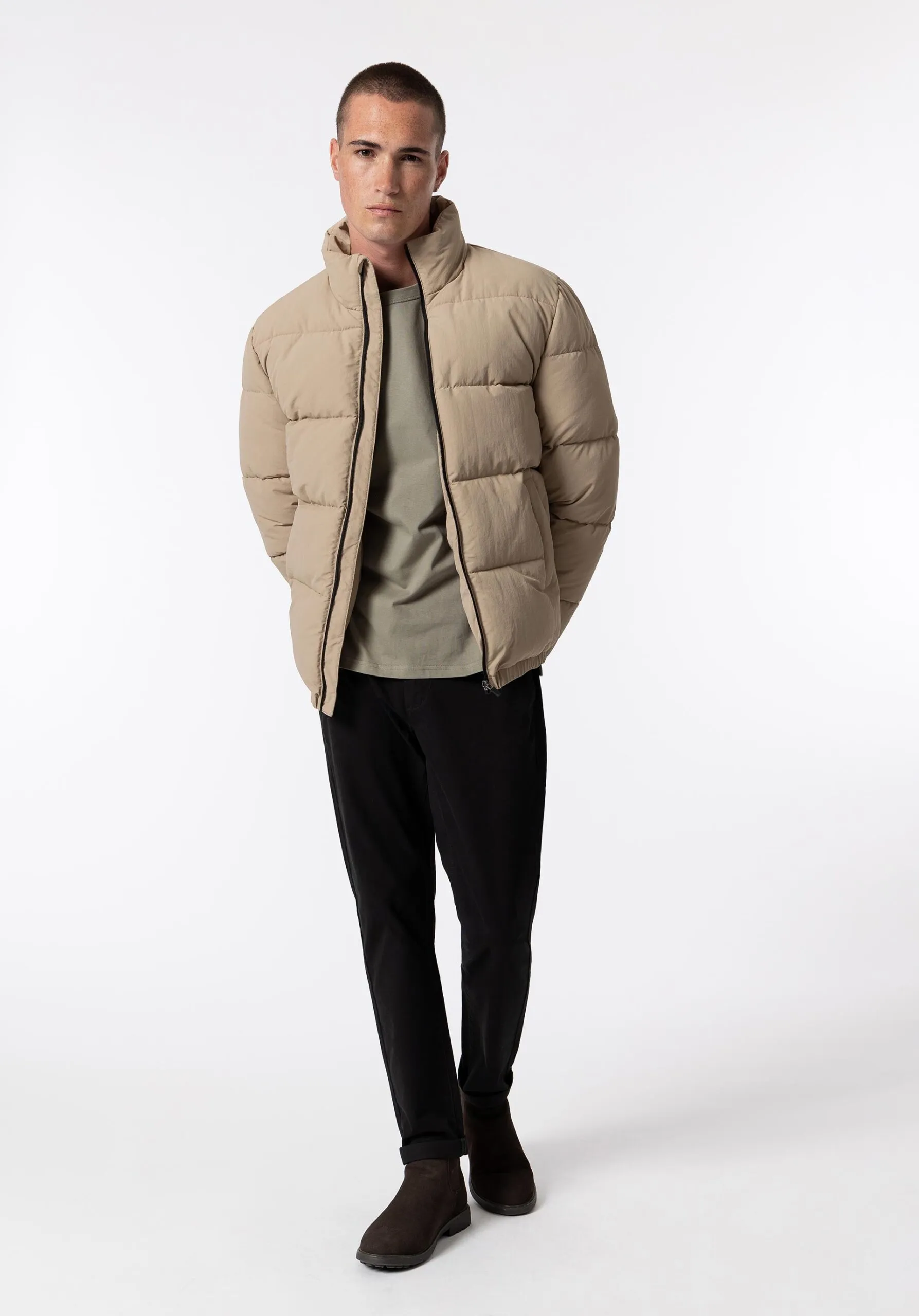 Tiffosi Denim – Abrigo acolchada estilo plumas beige