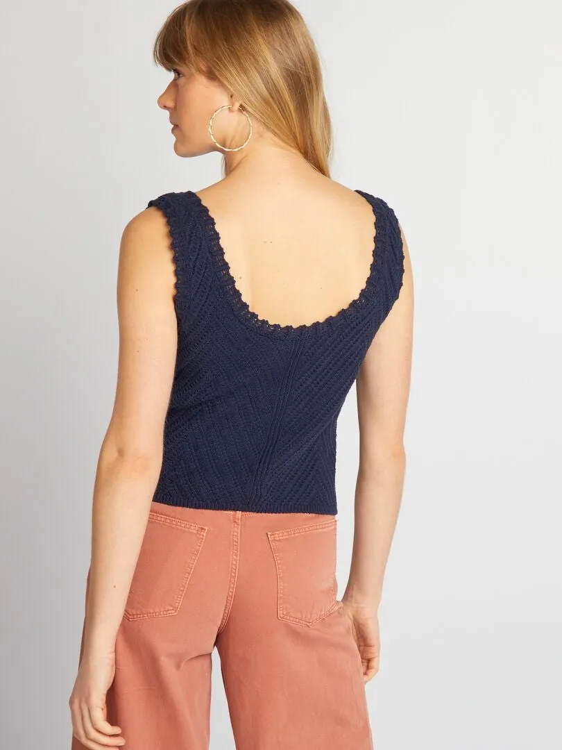 TOP CORTO DE CROCHé  AZUL