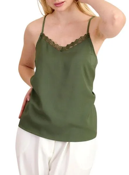 Top Naf Naf Encaje Verde Para Mujer