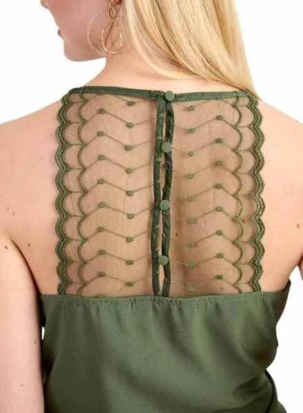 Top Naf Naf Encaje Verde Para Mujer