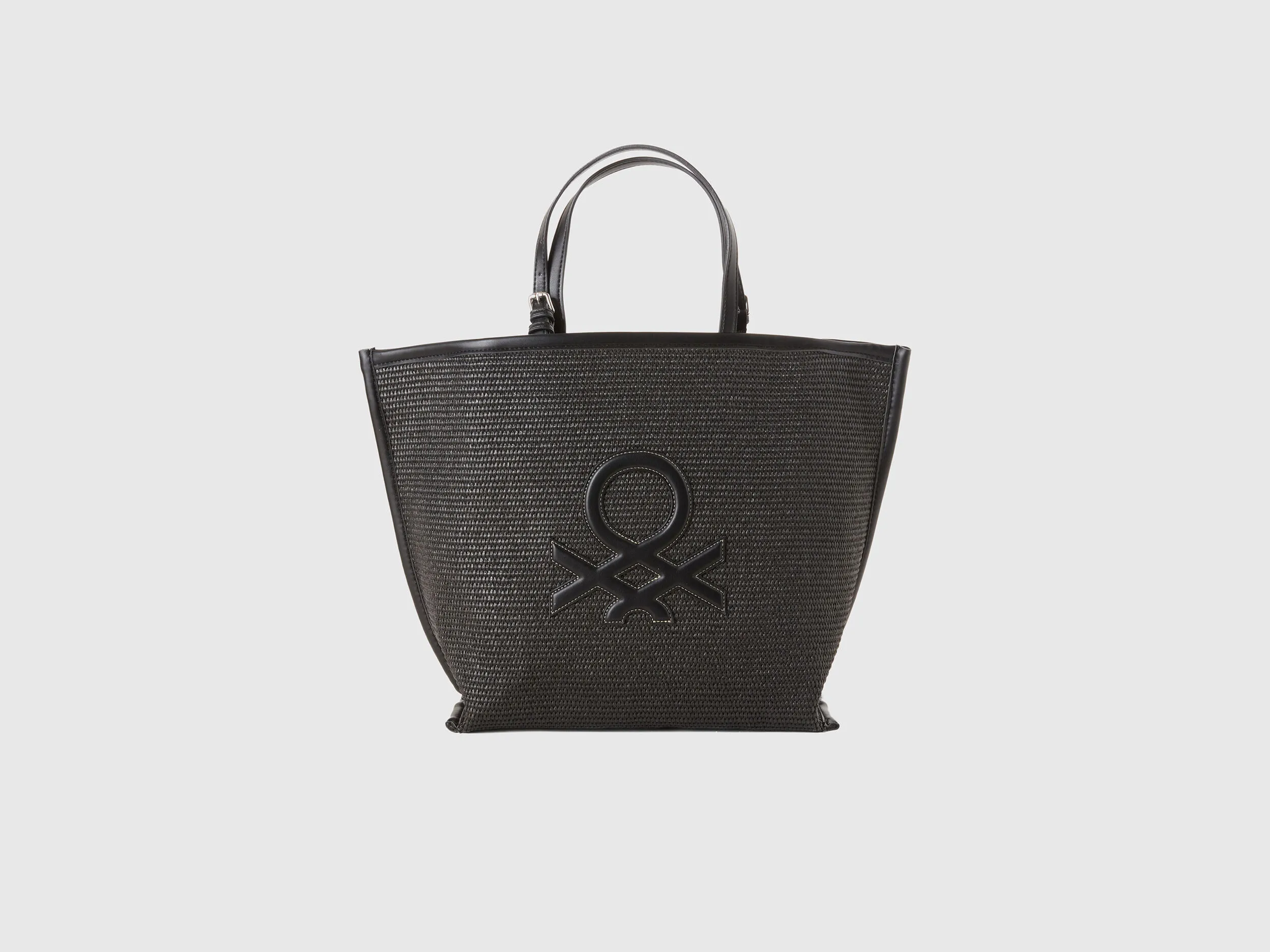 Tote bag negro con efecto rafia