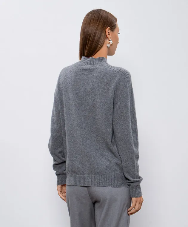 Twinset Gray cashmere sweater with Oval T logo