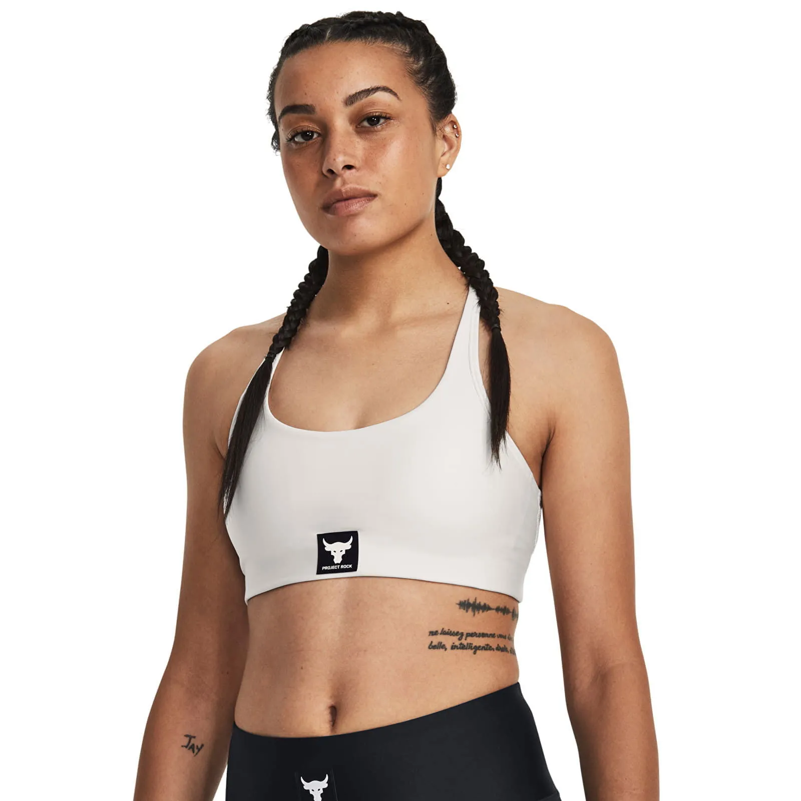 Under Armour Project Rock All Train Bra White Clay