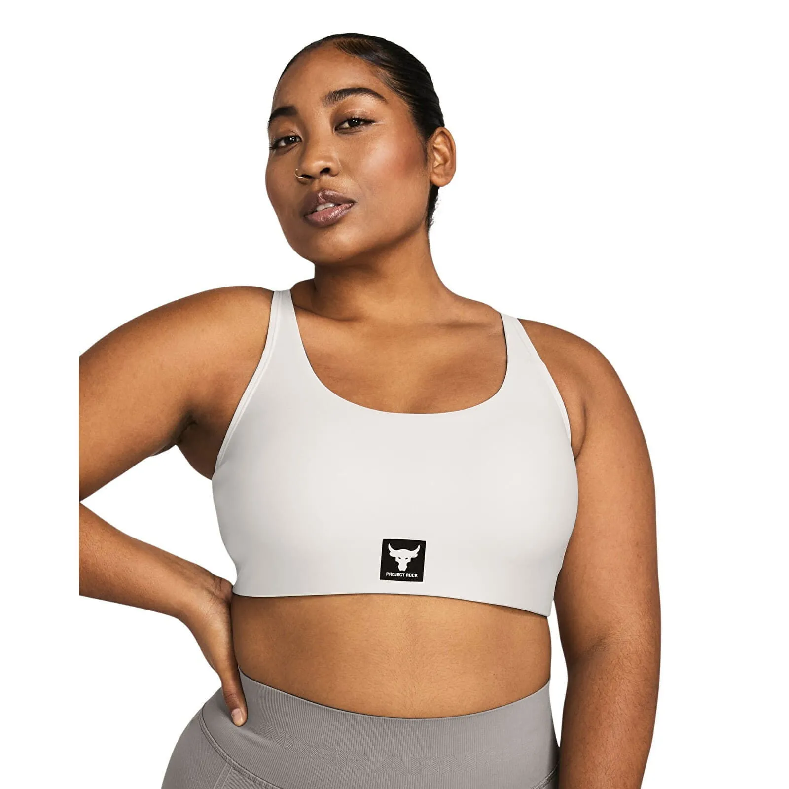 Under Armour Project Rock All Train Bra White Clay