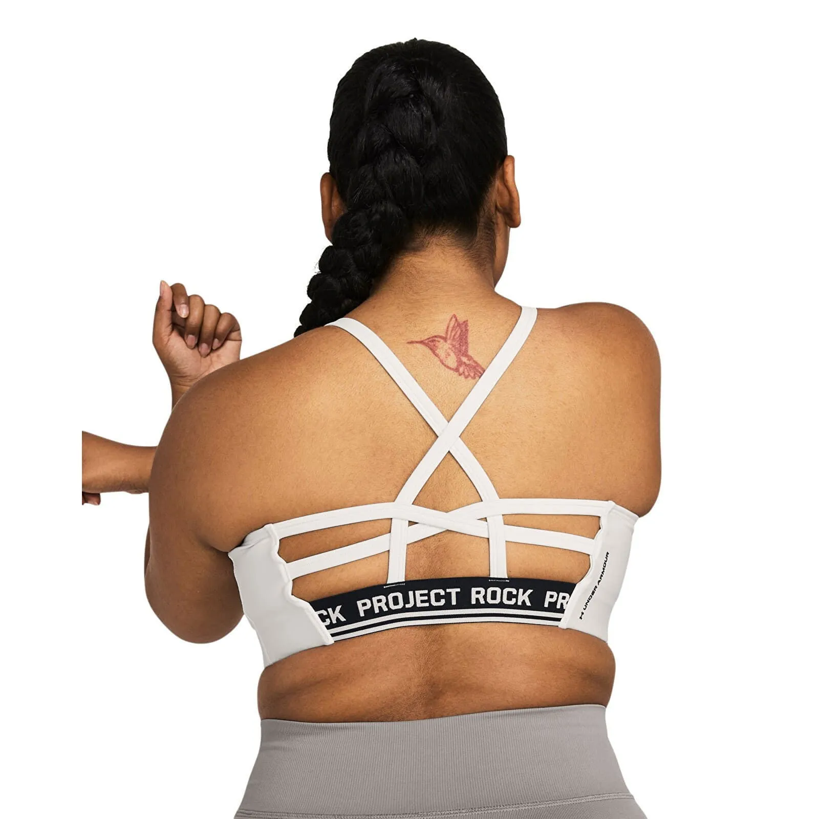 Under Armour Project Rock All Train Bra White Clay
