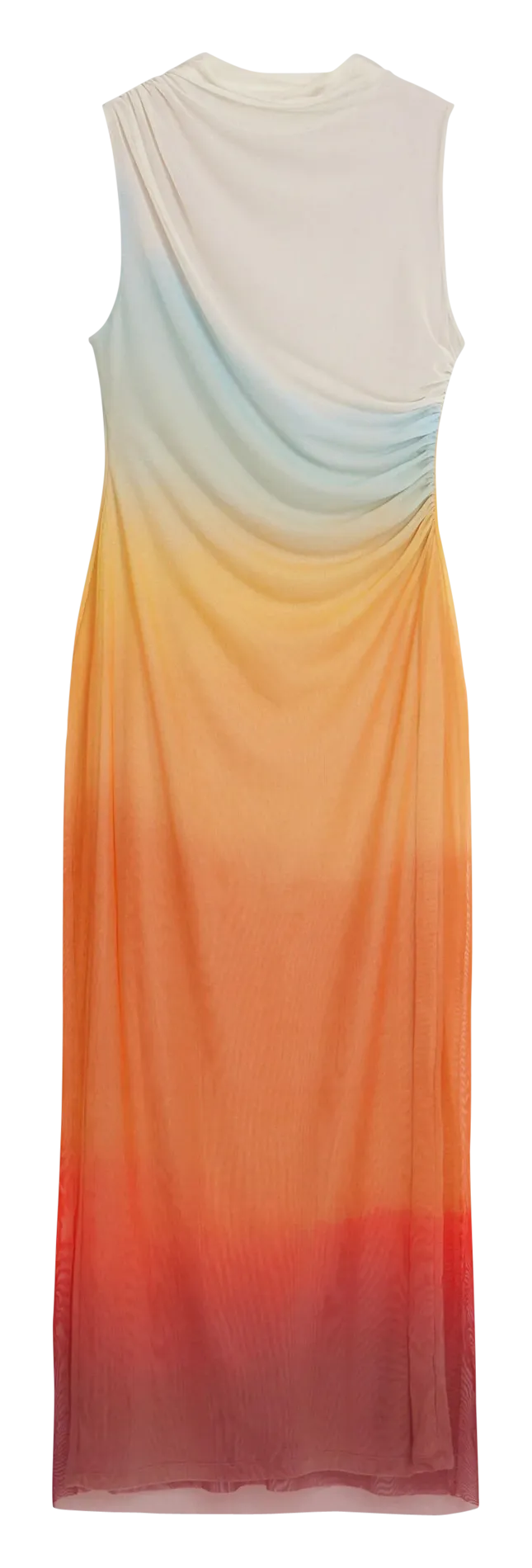 Vestido largo de tul degradado en naranja