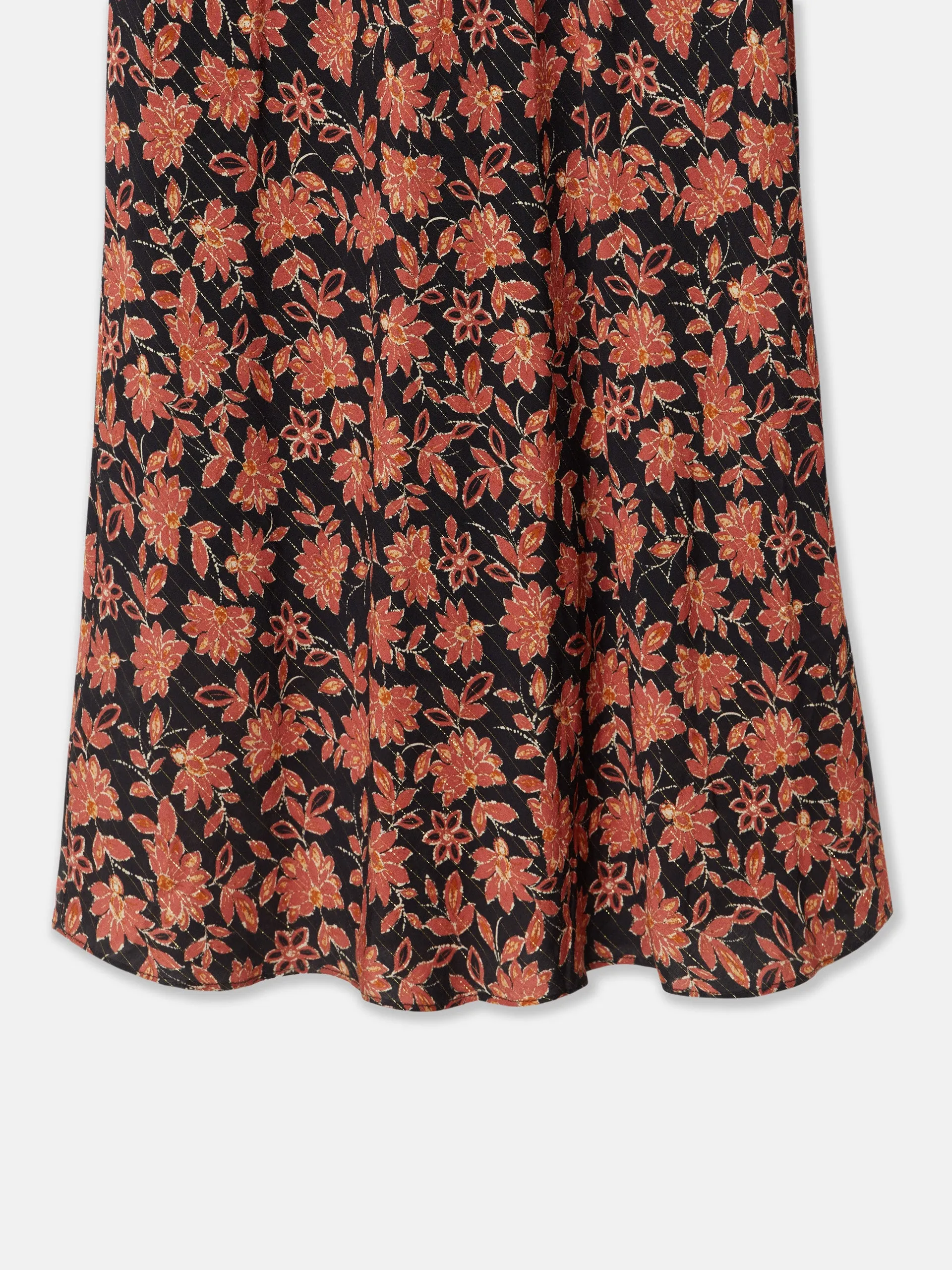 Vestido midi estampado flores negro