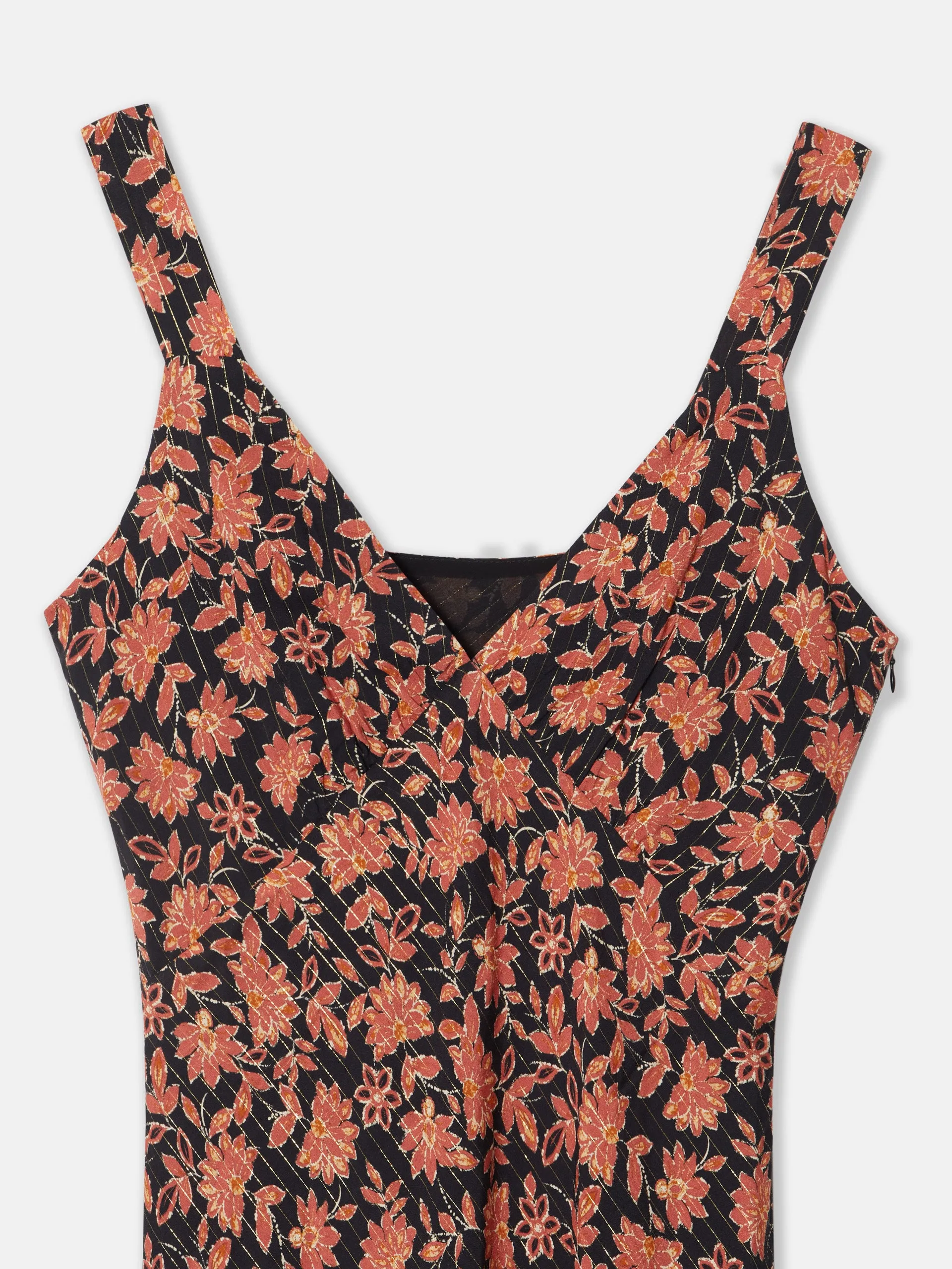 Vestido midi estampado flores negro