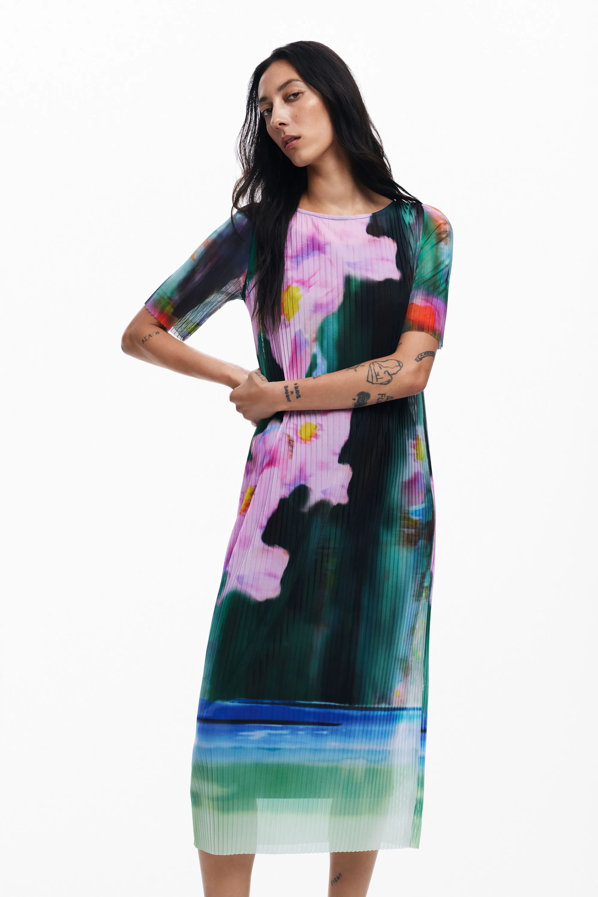 Vestido midi flores