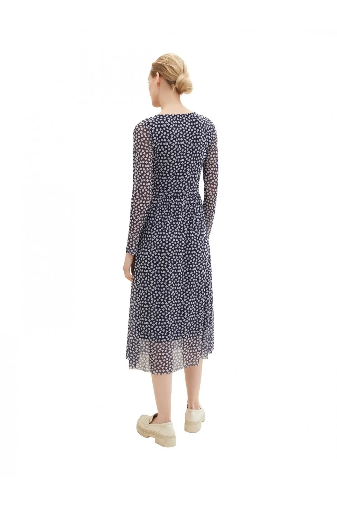 VESTIDO MIDI MESH ESTAMPADO AZUL MARINO