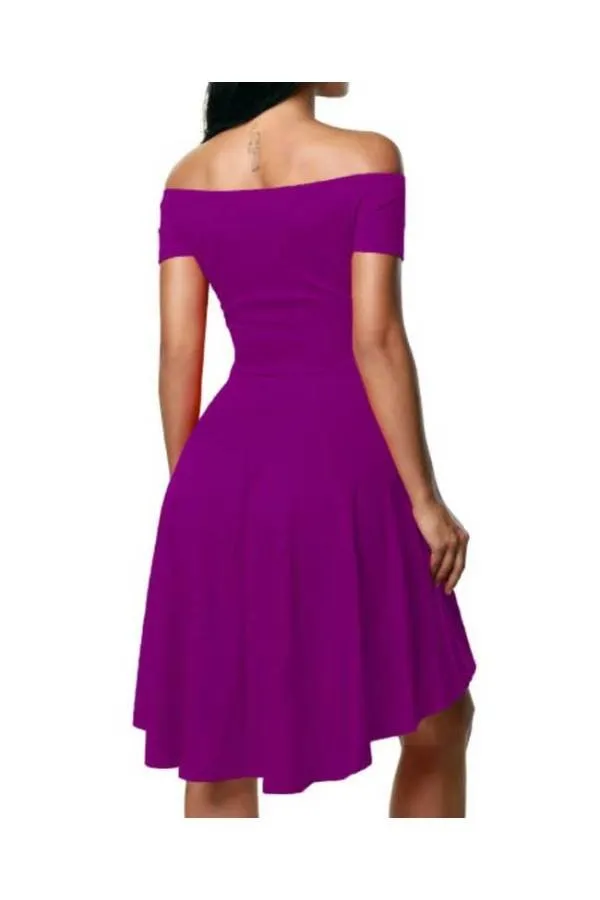 Vestido morado irregular escote Barco Sela
