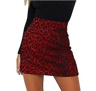 WOMEN'S LEOPARD PRINT HIGH WAIST ZIPPER MINI ALINE SHORT SKIRT