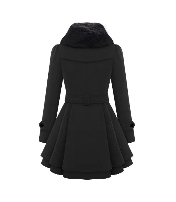 Women's Trench Coat Winter Slim Long Wool Sherpa Coat Double Breasted Padded Cashmere Coat England Style