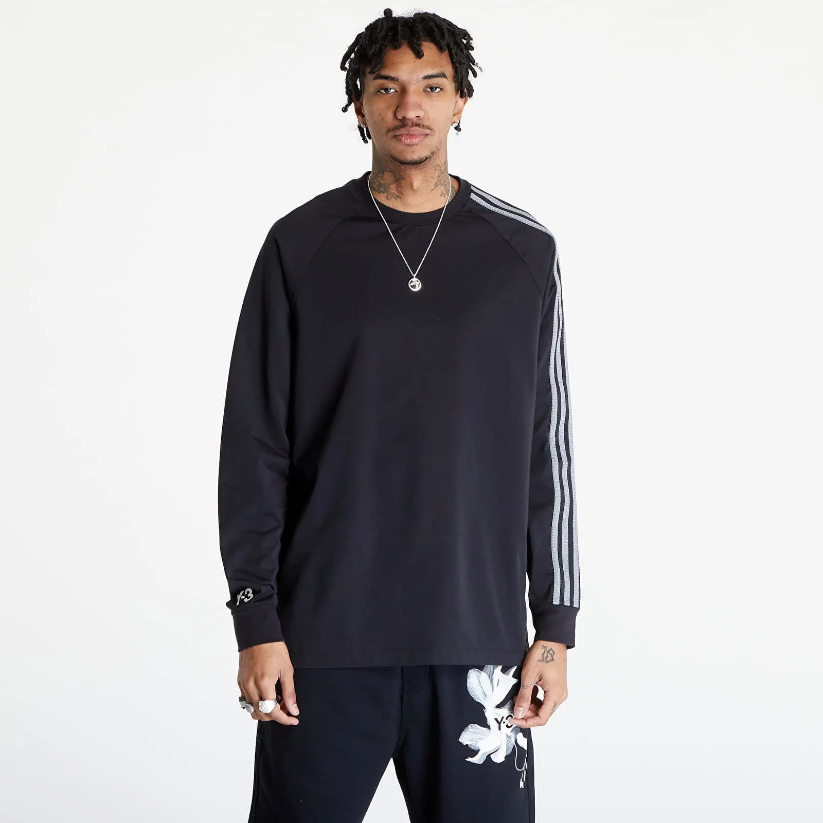 Y3 3STRIPES LONGSLEEVE TEE UNISEX BLACK/ OWHITE