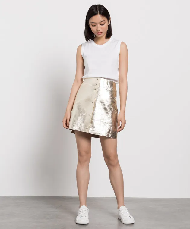 Yves Salomon Golden leather skirt