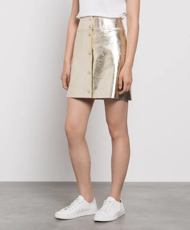 Yves Salomon Golden leather skirt