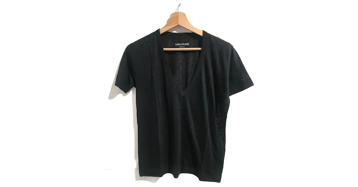 ZADIG & VOLTAIRE Tops Camiseta.Poliéster Internacional S Negro 