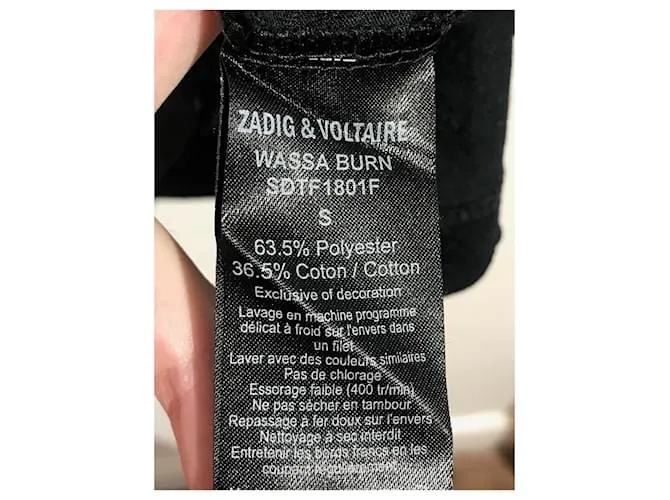 ZADIG & VOLTAIRE Tops Camiseta.Poliéster Internacional S Negro 