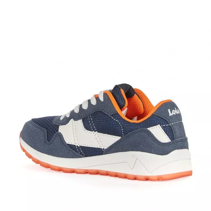 Zapatillas deporte Lois azules con cordones en blanco y detalles en naranja