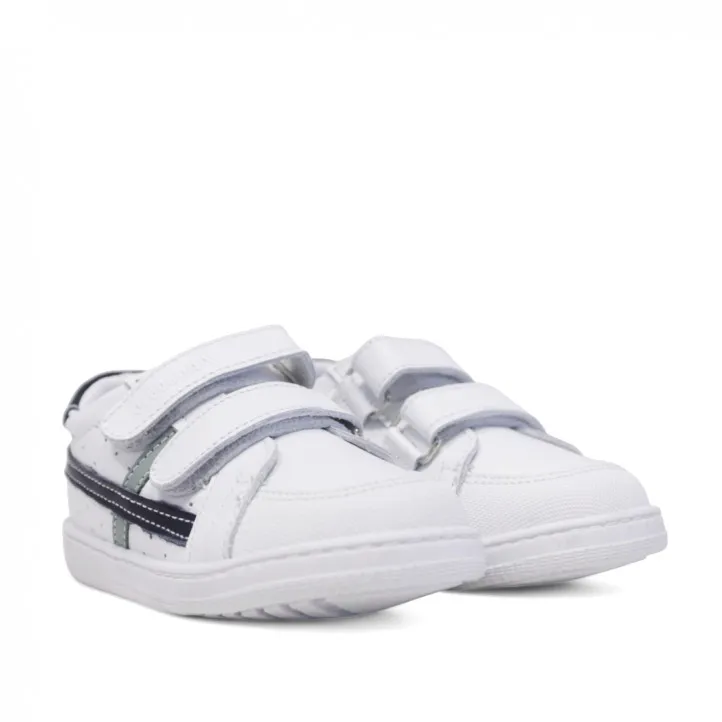 Zapatillas respetuosas blancas con detalles azules