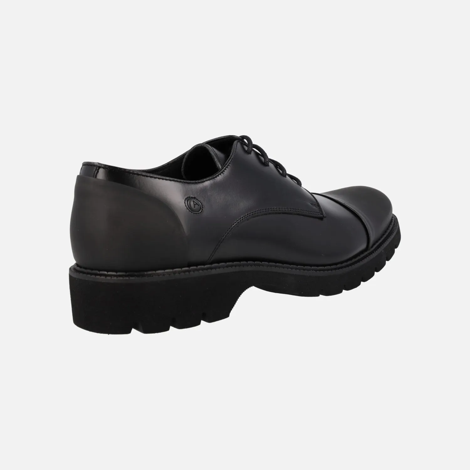 Zapatos de cordones para hombre en antik negro con talón y puntera mates