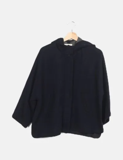 Zara Abrigo azul marino de paño