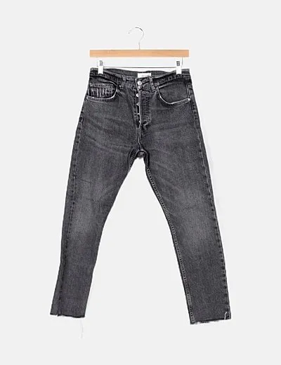 Zara pantalón gris denim