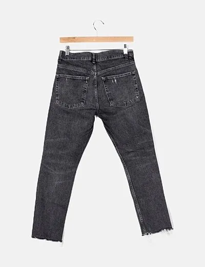 Zara pantalón gris denim